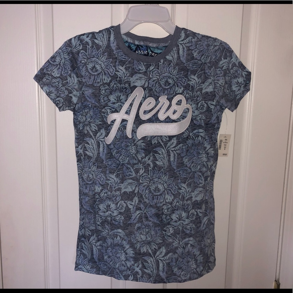 Floral Blue Aeropostale Classic Crew T-Shirt!